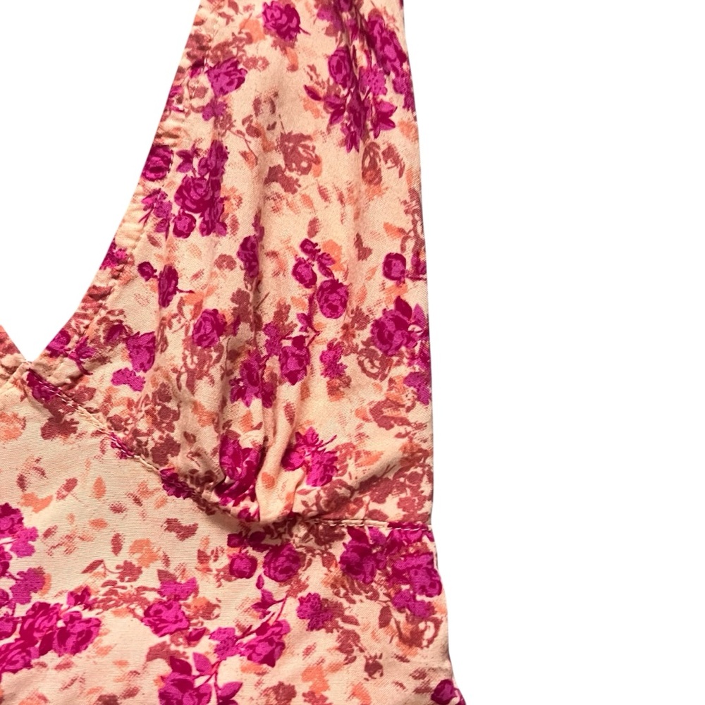 Motel Rocks Floral Pink Orange Halter Crop Top Size XXS - Picture 4 of 5